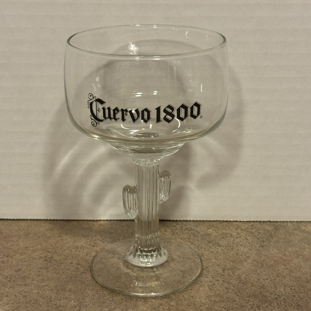 Jose Cuervo 1800 Cactus Stemmed Margarita Glass 6in Tall Clear Distillery Logo